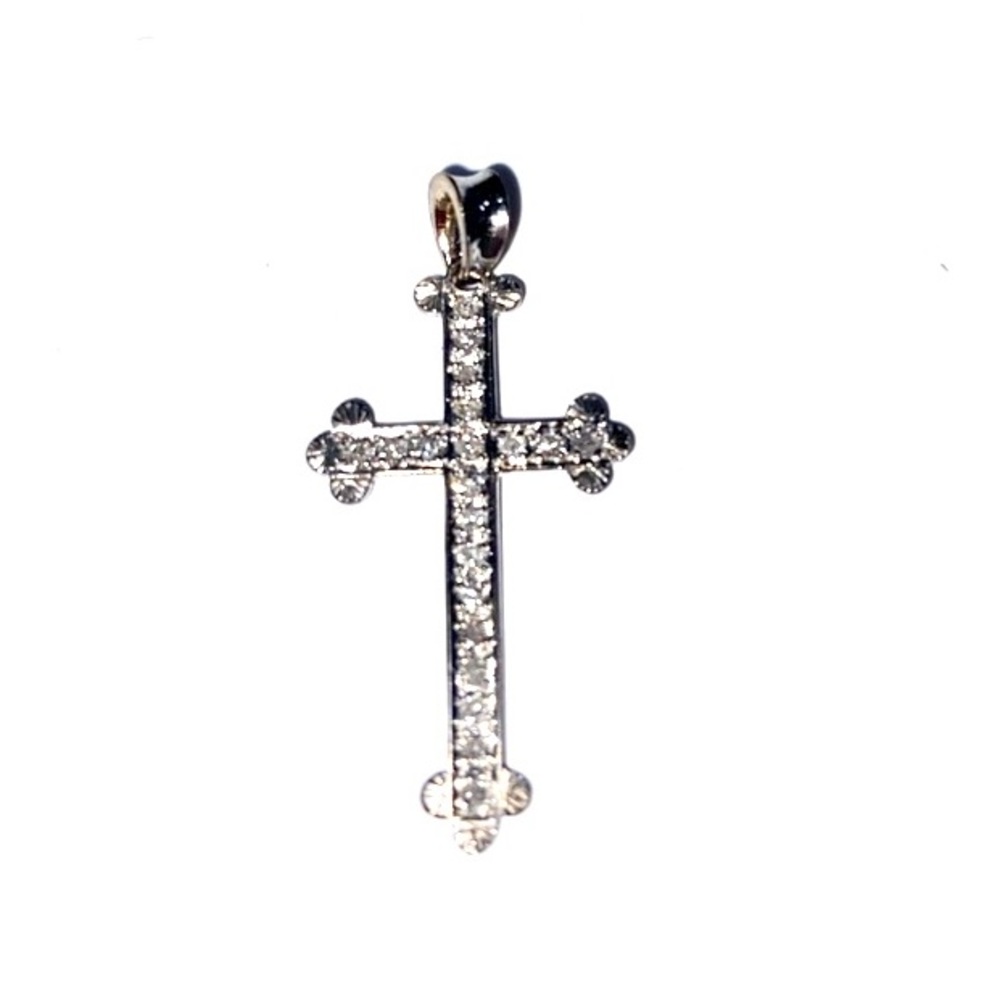 Genuine Diamond Gothic Cross Necklace Set in Sterling Silver